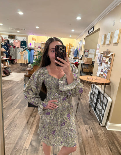 Purple & Sage Floral Dress