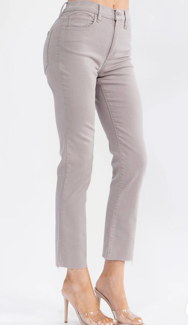 Grey Raw Edge Hem Jeans