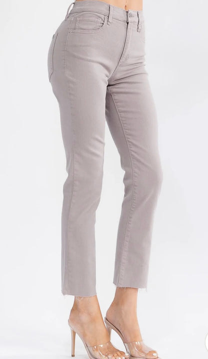 Grey Raw Edge Hem Jeans