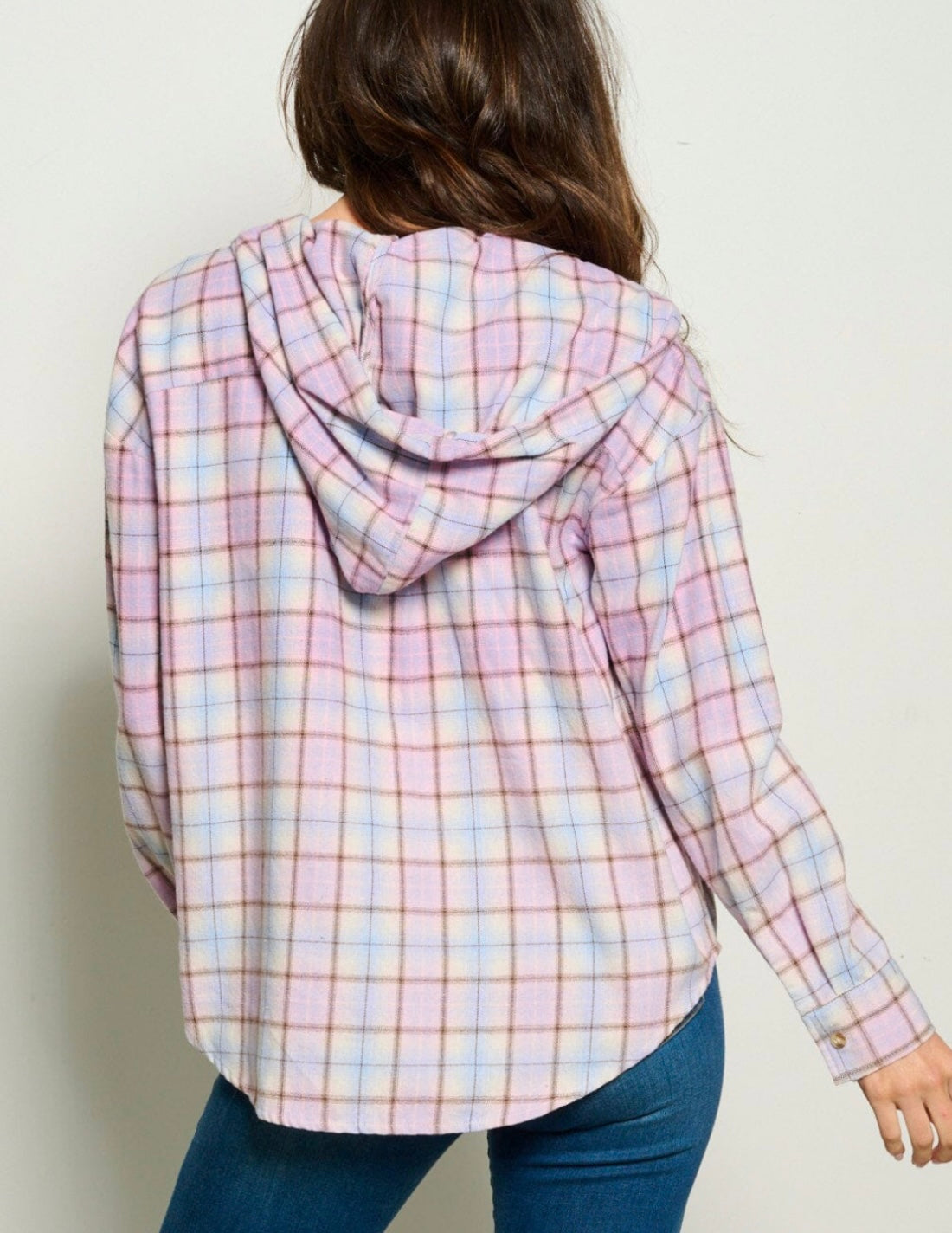 Plaid Hooded Button Up