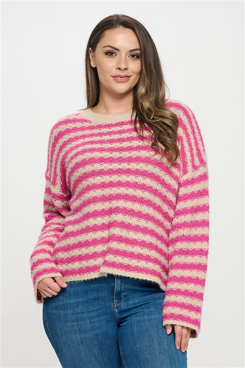 Curvy Magenta Knit Sweater