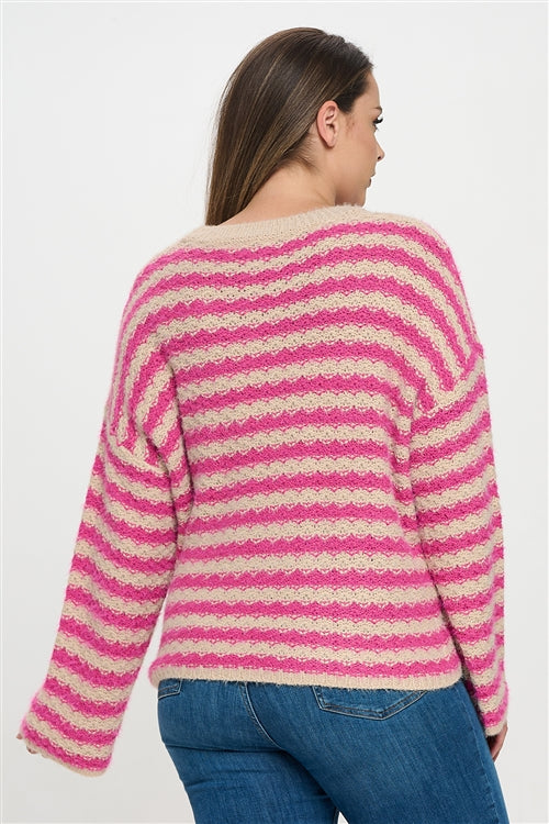 Curvy Magenta Knit Sweater