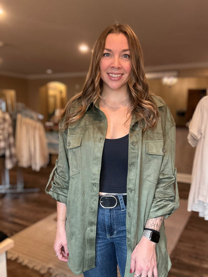 Olive Soft Button Up