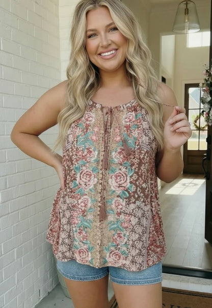 Curvy Boho Floral Tank