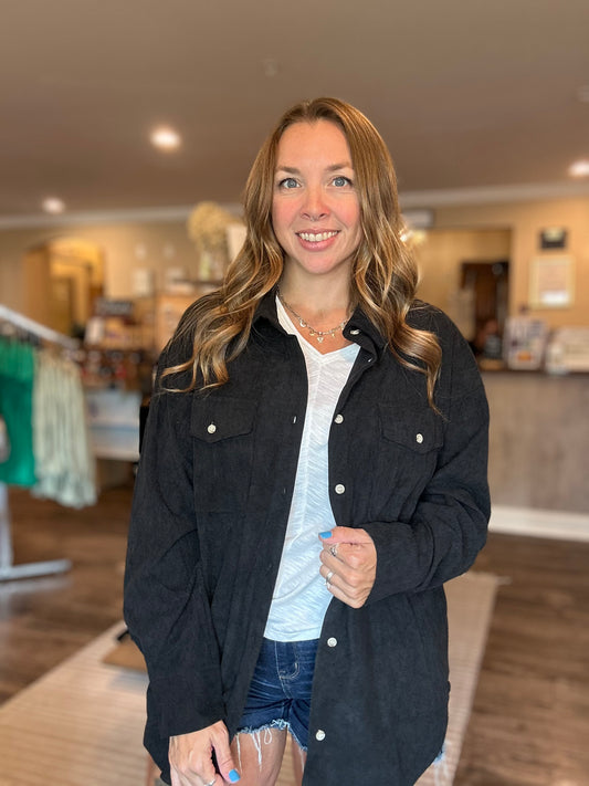 Black Corduroy Button Up