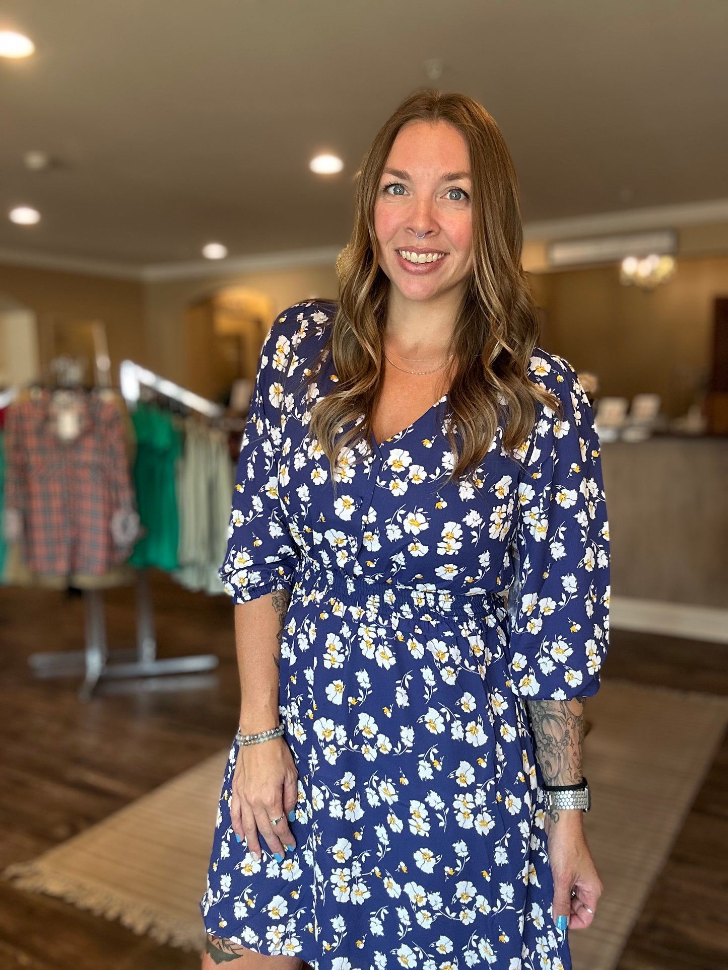 Navy Floral Dress