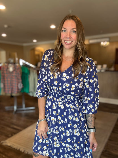 Navy Floral Dress