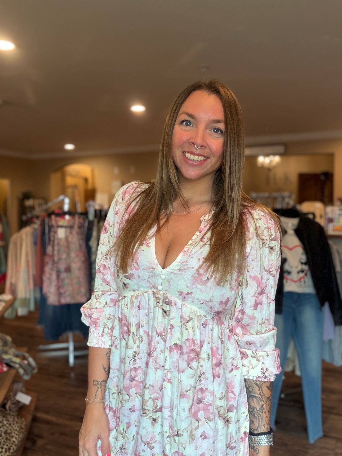 Pink Floral Mini Dress