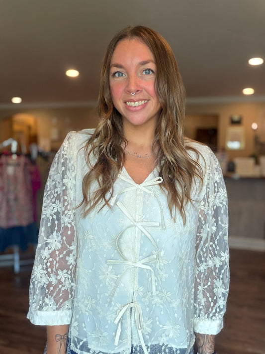 Floral Embroidered Lace Penelope Top
