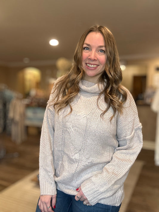 Mauve Cable Knit Oversized Sweater