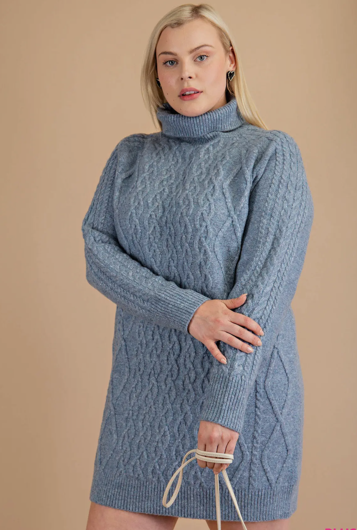 Curvy Blue Knit Sweater Dress *ALL SALES FINAL*