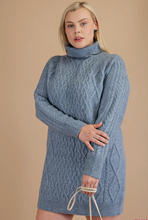 Curvy Blue Knit Sweater Dress