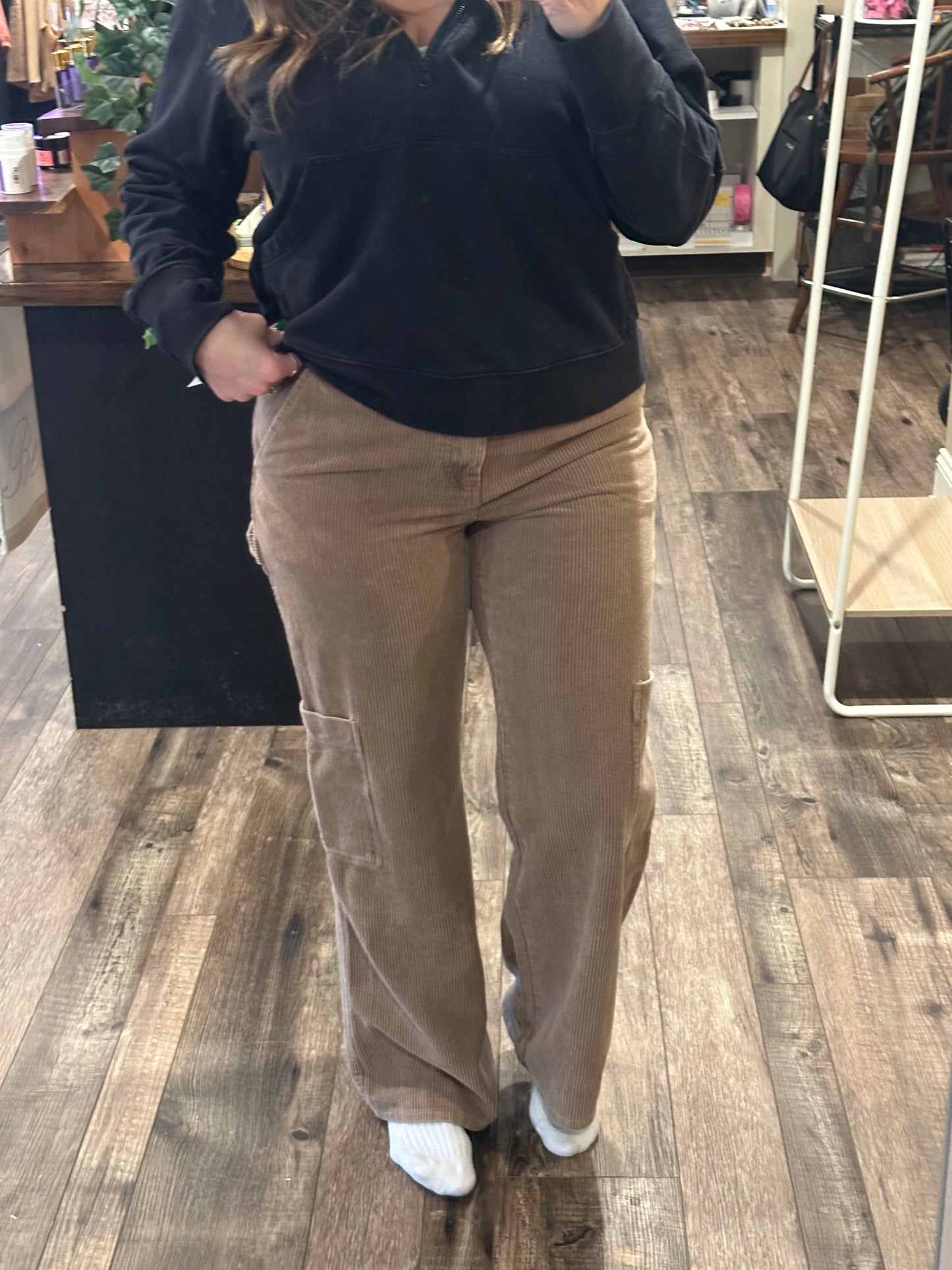 Mocha Wide Leg Corduroy Pants