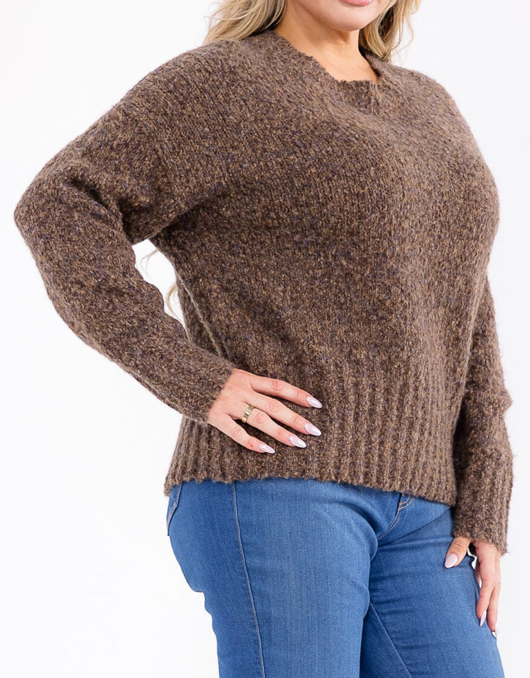 Curvy Brown Confetti Sweater
