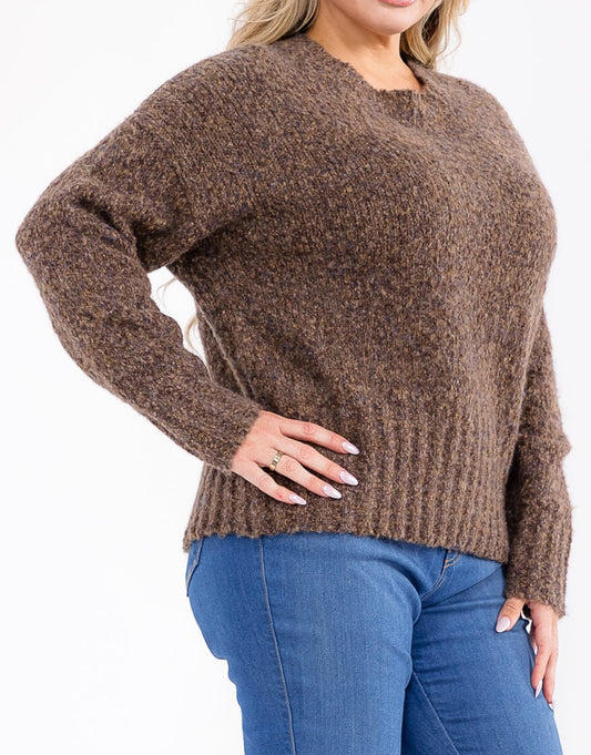 Curvy Brown Confetti Sweater