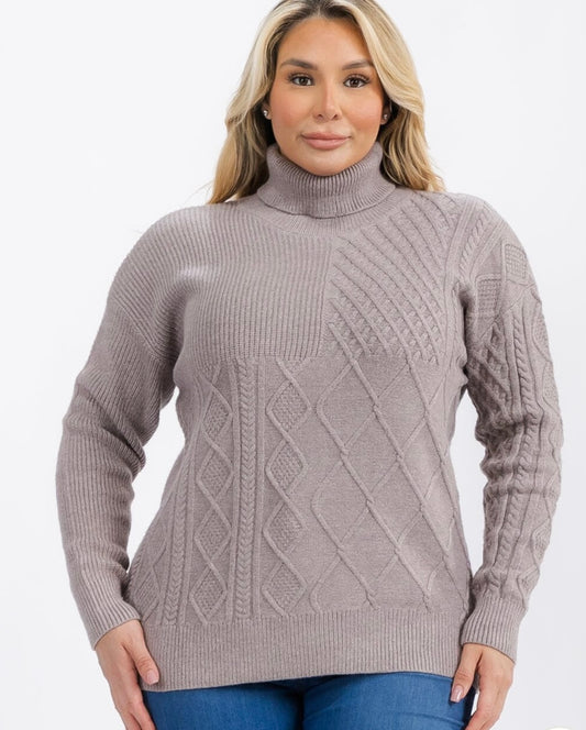 Curvy Taupe Textured Sweater