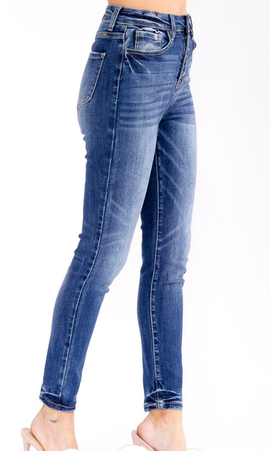Button Closure Skinny Jeans