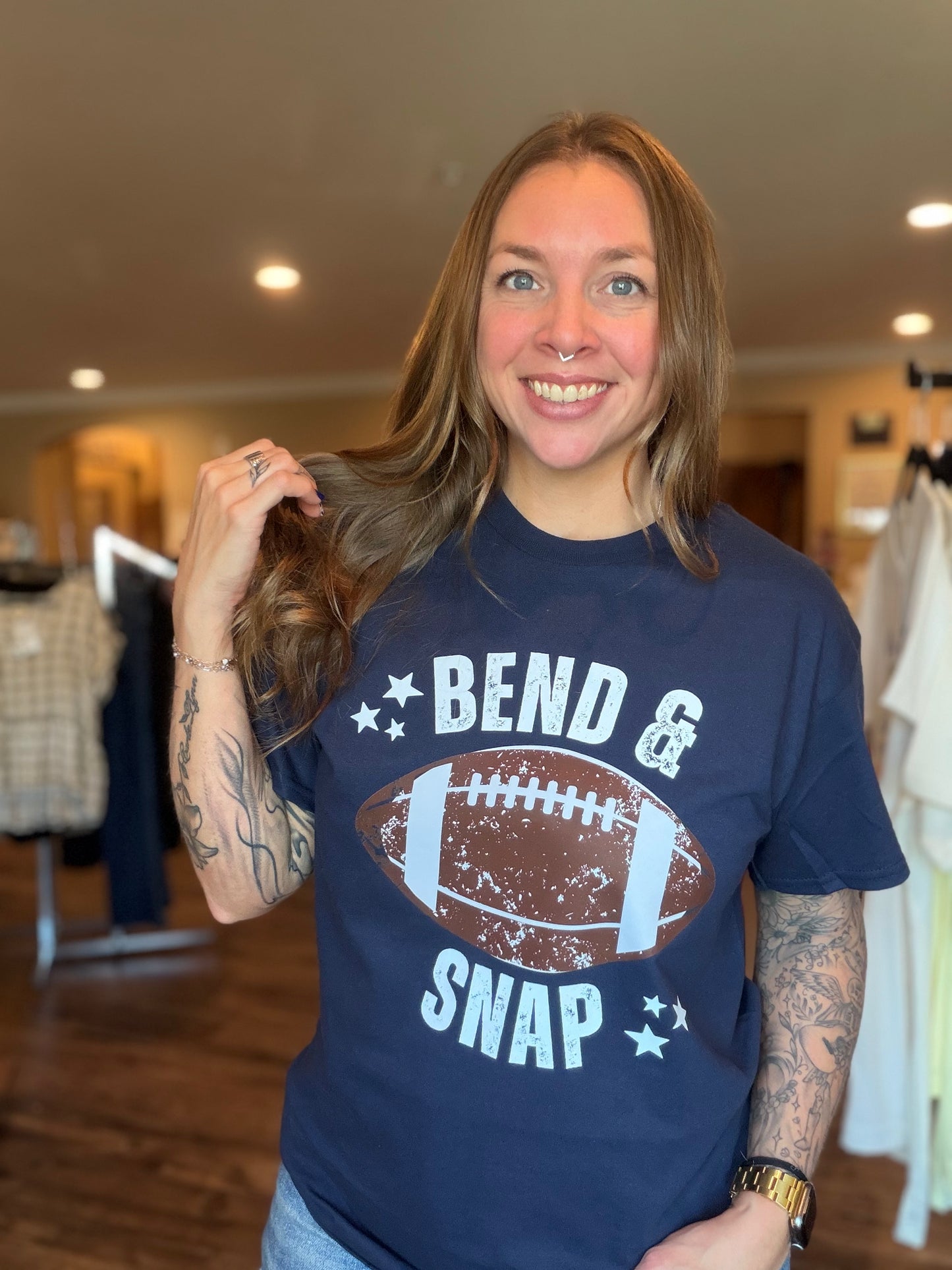 Navy Bend & Snap Tee