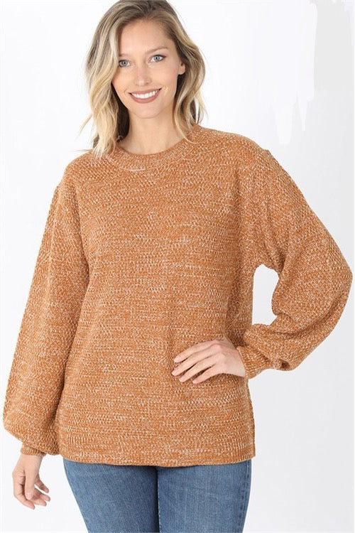 Curvy Almond Melange Sweater