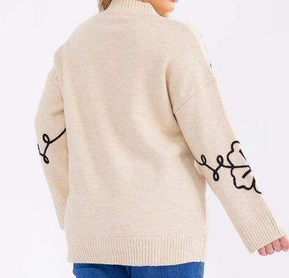 Curvy Black Floral Sweater