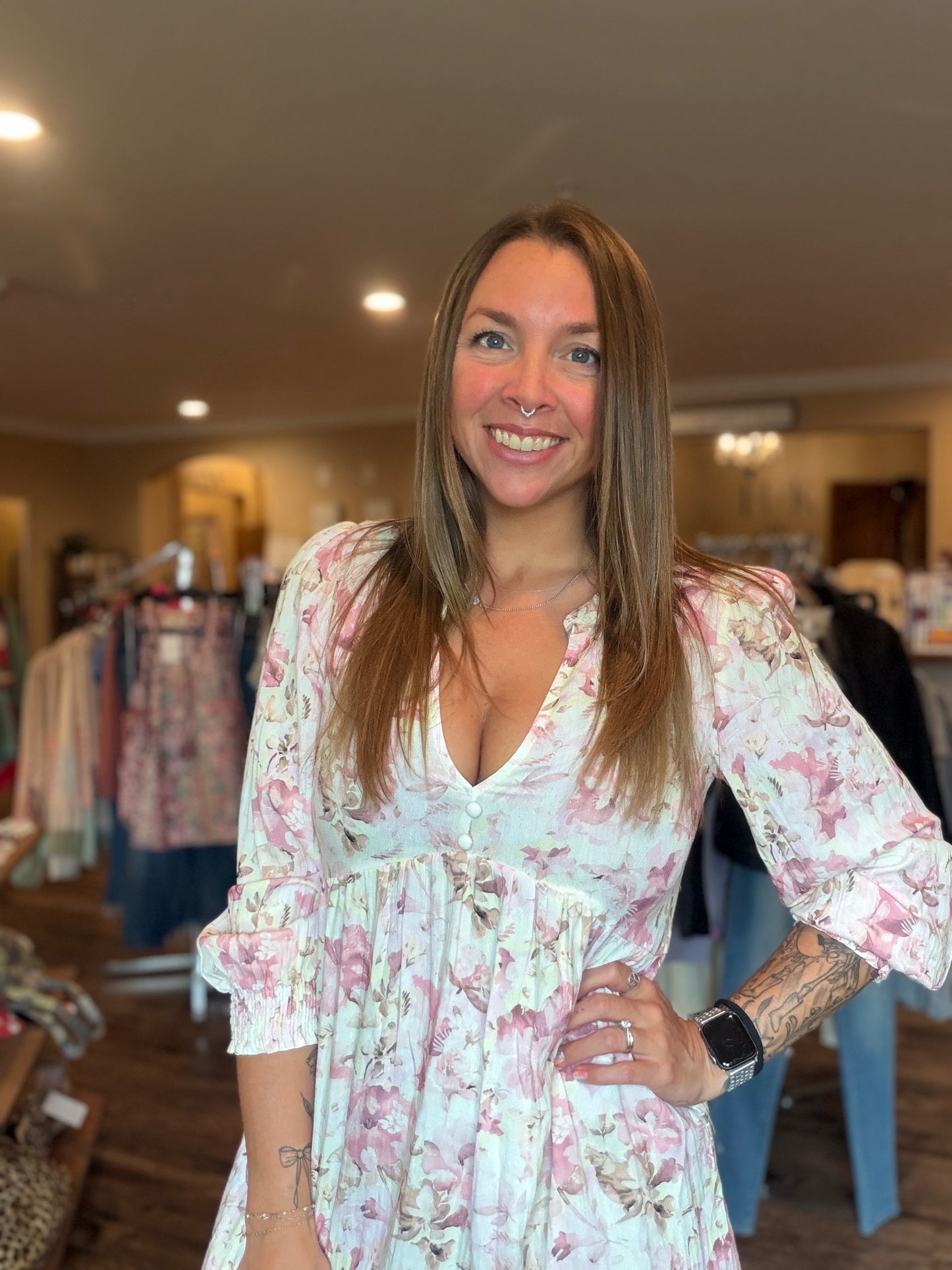 Pink Floral Mini Dress
