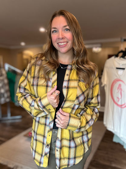 Mustard Plaid Button Up
