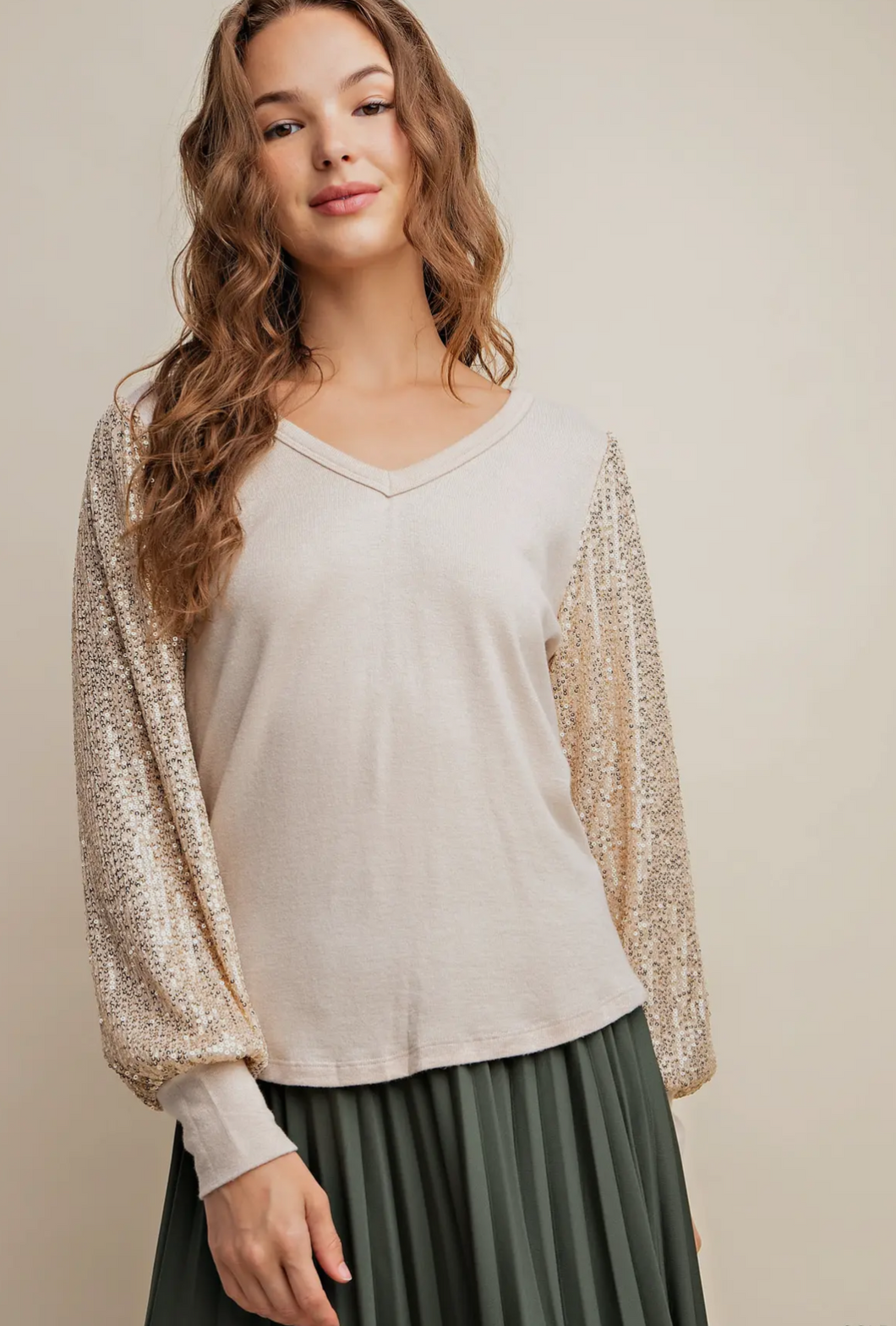 Gold Holiday Sequin Top