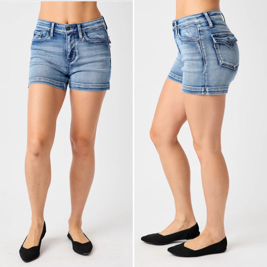 Contrast Flap Pocket Judy Blue Shorts