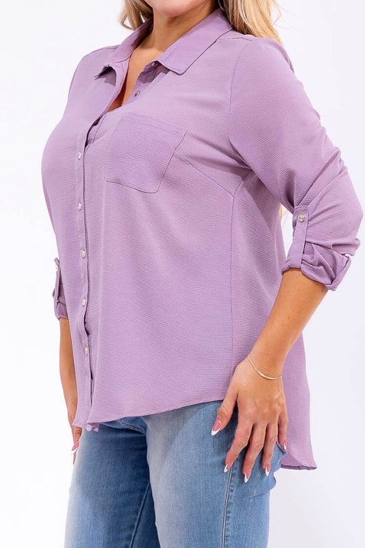 Curvy Lavender Button Up