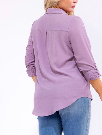 Curvy Lavender Button Up