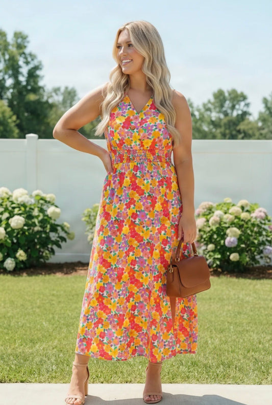 Curvy Summer Floral Maxi Dress