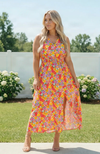 Curvy Summer Floral Maxi Dress