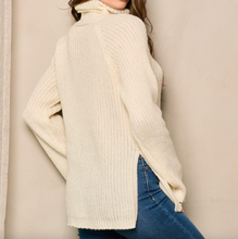 Cream Side Slit Sweater
