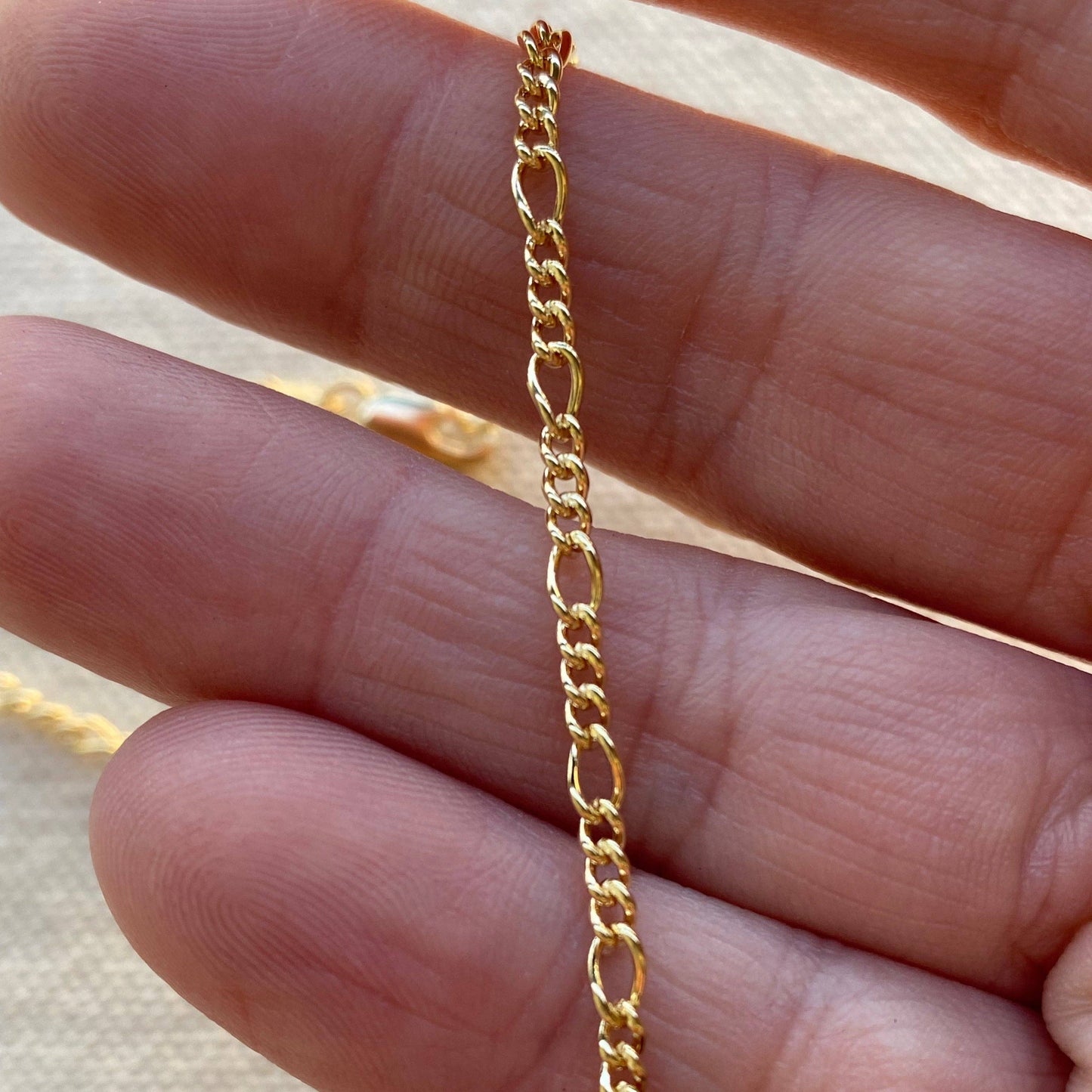 18k Gold Filled 2mm Rounded 3x1 Figaro Anklet