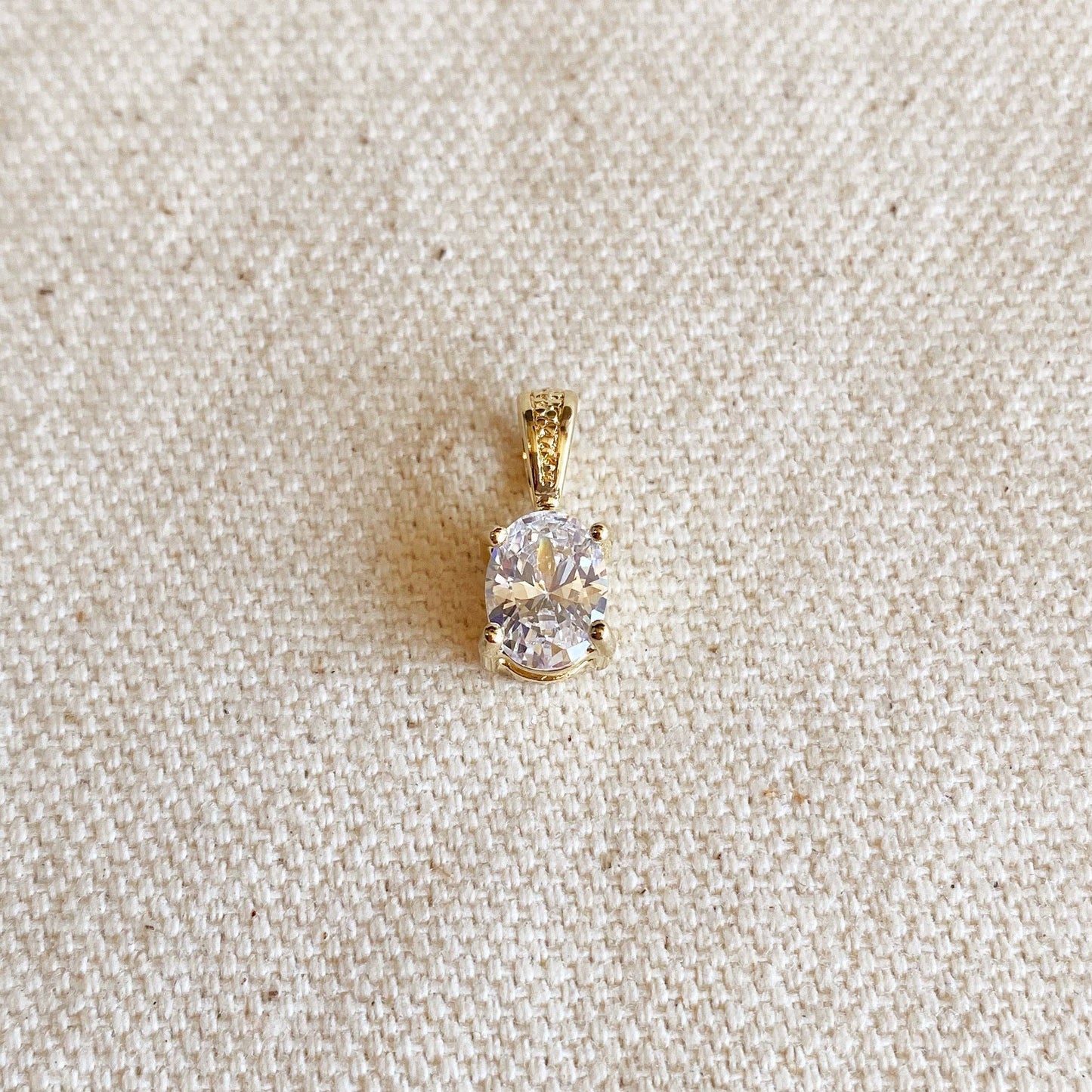 18k Gold Filled Oval CZ Charm with 16" box chain