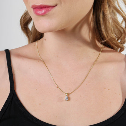18k Gold Filled Oval CZ Charm with 16" box chain