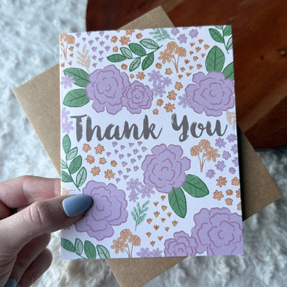 Pink Florals Thank You Card