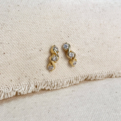 18k Gold Filled Tipple CZ Stud Earrings