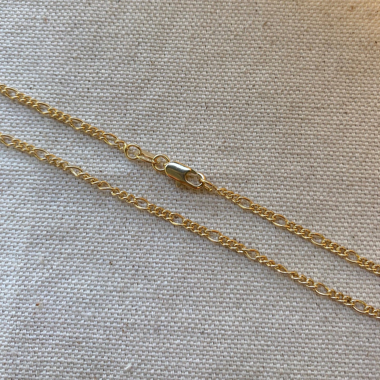 18k Gold Filled 2mm Rounded 3x1 Figaro Anklet