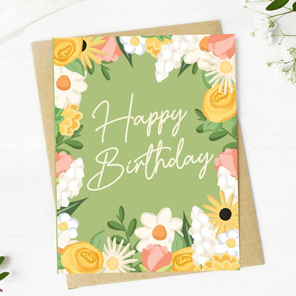 Happy Birthday Floral Frame Card