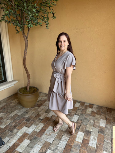 Mushroom Woven Pocketed Dress