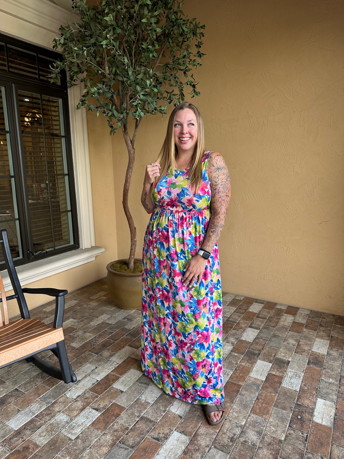 Watercolor Floral Maxi Dress ALL SALES FINAL