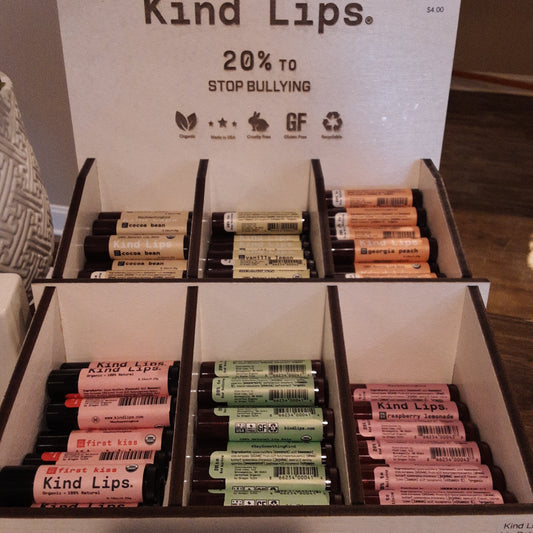 20% of of net profits are donated to end bullying to help spread the message of kindness!!  Strawberry First Kiss Georgia Peach Raspberry Lemonade Sweet Mint Vanilla Lemon Cocoa Bean