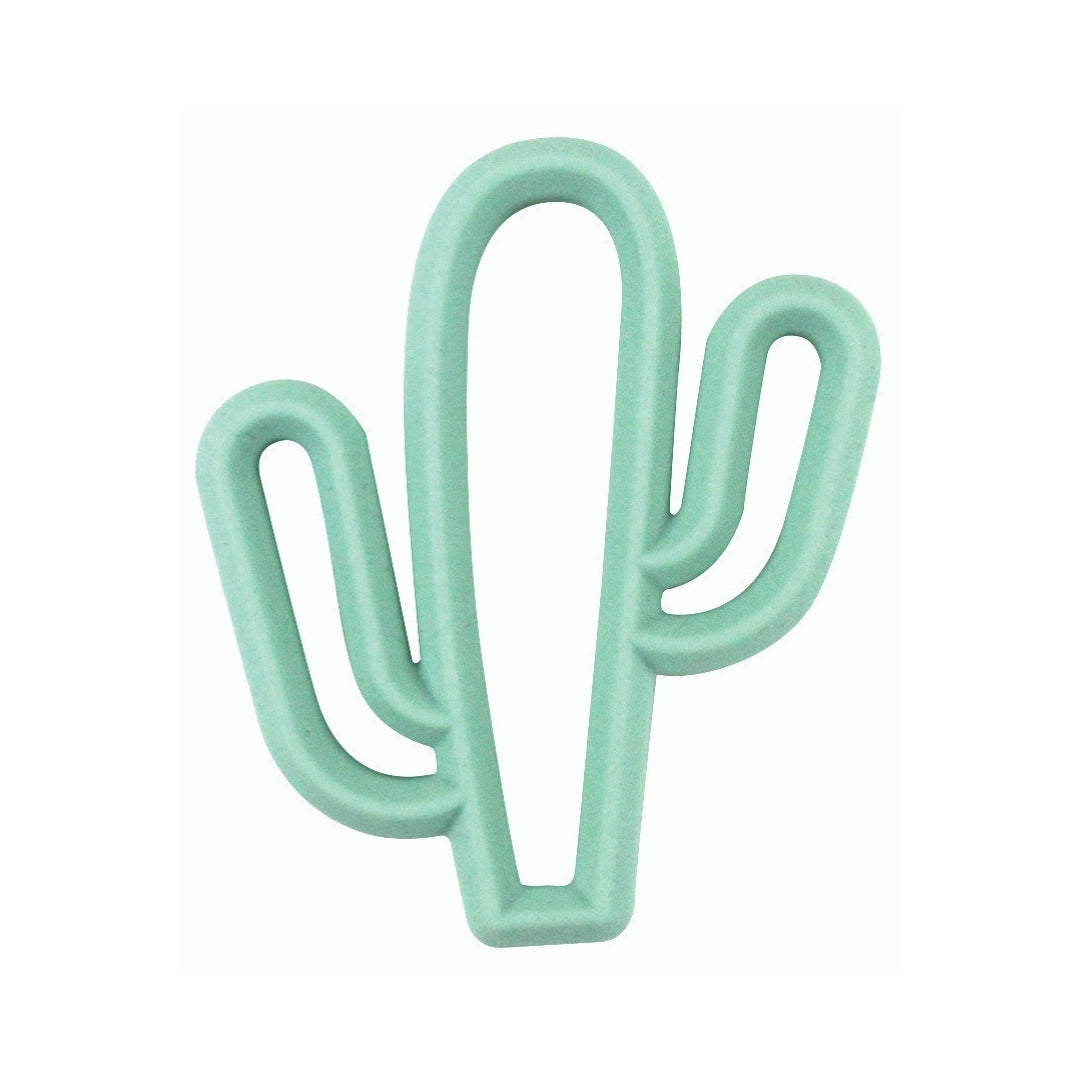 Light Blue/Green Cactus - Sore gums are no match for the Itzy Ritzy Silicone Teether! Itzy Ritzy teethers are safe on baby’s gums, and the open design makes them easy for small hands to grasp.  These teethers are made of non-toxic food grade silicone and have texture on one side to massage sore gums and provide relief to emerging teeth. The texture also helps your baby discover and explore new senses, so go ahead and chew on this