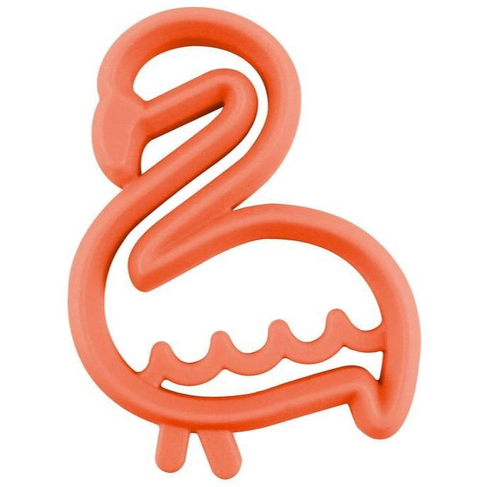 Hot Pink Flamingo - Sore gums are no match for the Itzy Ritzy Silicone Teether! Itzy Ritzy teethers are safe on baby’s gums, and the open design makes them easy for small hands to grasp.  These teethers are made of non-toxic food grade silicone and have texture on one side to massage sore gums and provide relief to emerging teeth. The texture also helps your baby discover and explore new senses, so go ahead and chew on this