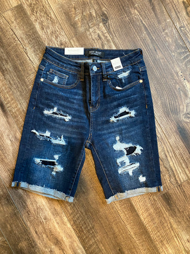 Carmella Dark Destroyed Bermuda Judy Blue Shorts - front